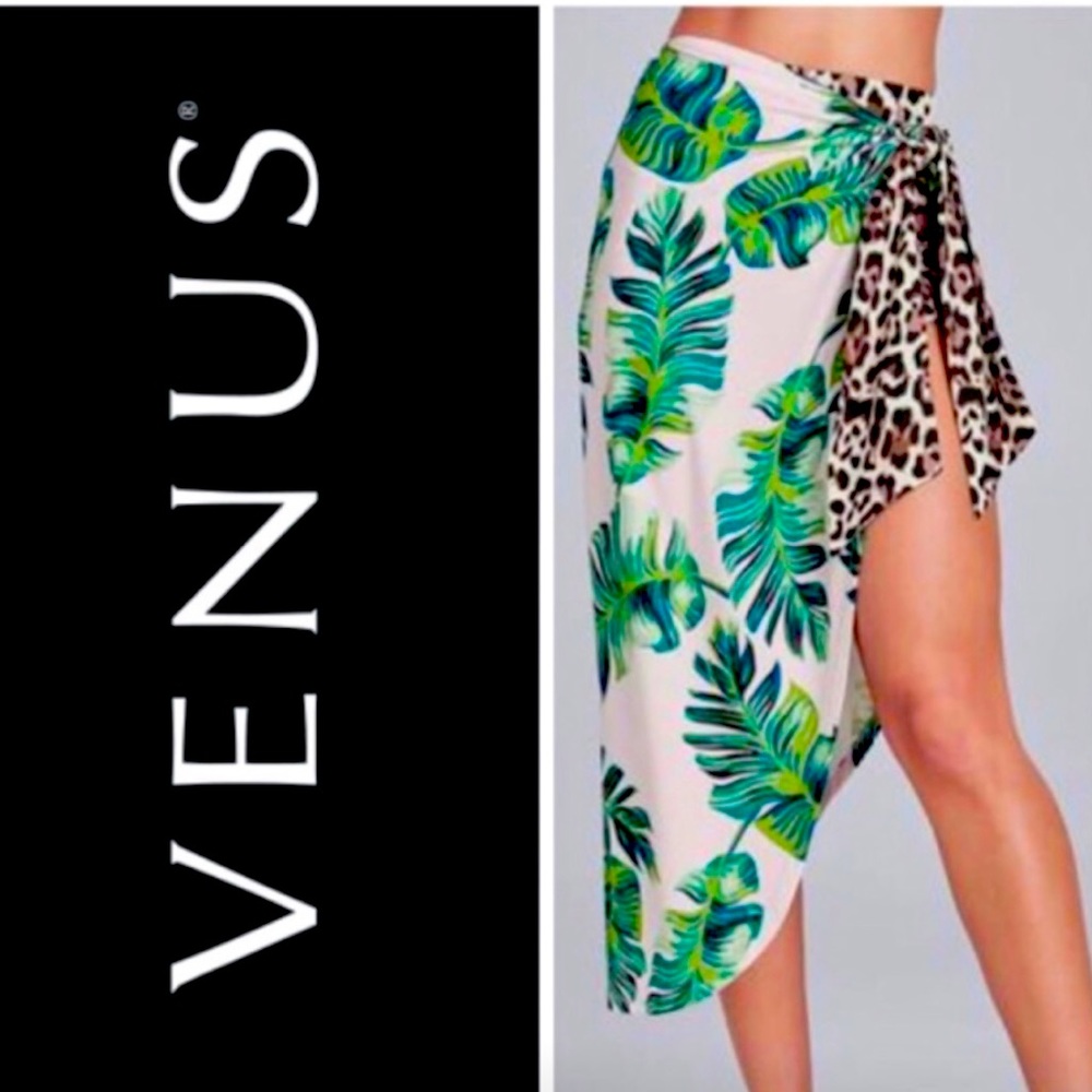 Venus tropical wrap skirt with built in cheetah shorts